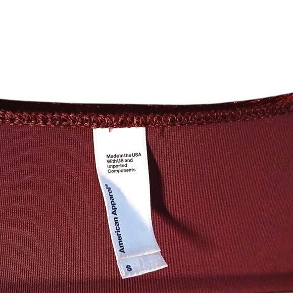 American Apparel Women's Small Jumpsuit Burgundy Velvet Deep V Plunging Neckline - Picture 9 of 9